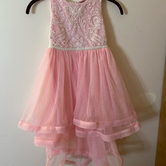 Speechless Kids Girls beautiful sparkling lace pink floral Hi-Low Dress size 5 - Picture 1 of 13